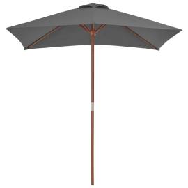 Umbrelă de soare, exterior, stâlp lemn, 150x200 cm, antracit, 3 image