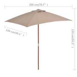 Umbrelă de soare, exterior, stâlp lemn, 150x200 cm, gri taupe, 8 image
