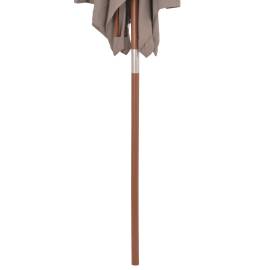 Umbrelă de soare, exterior, stâlp lemn, 150x200 cm, gri taupe, 7 image