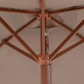 Umbrelă de soare, exterior, stâlp lemn, 150x200 cm, gri taupe, 2 image