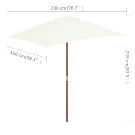 Umbrelă de soare, exterior, stâlp lemn, 150x200 cm, nisipiu, 8 image