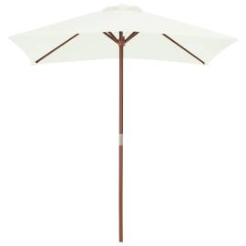 Umbrelă de soare, exterior, stâlp lemn, 150x200 cm, nisipiu, 3 image