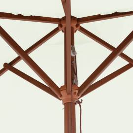 Umbrelă de soare, exterior, stâlp lemn, 150x200 cm, nisipiu, 2 image