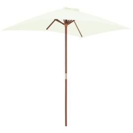 Umbrelă de soare, exterior, stâlp lemn, 150x200 cm, nisipiu, 5 image