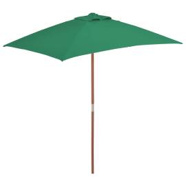 Umbrelă de soare, exterior, stâlp lemn, 150x200 cm, verde
