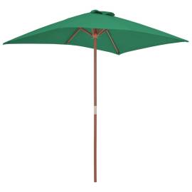 Umbrelă de soare, exterior, stâlp lemn, 150x200 cm, verde, 5 image