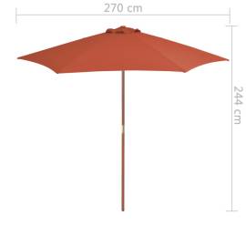 Umbrelă de soare de exterior, stâlp din lemn, cărămiziu, 270 cm, 6 image