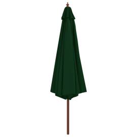 Umbrelă de soare de exterior, stâlp din lemn, verde, 350 cm, 3 image