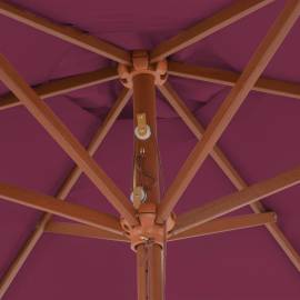Umbrelă de soare de exterior, stâlp lemn, roșu bordo, 270 cm, 2 image