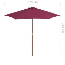 Umbrelă de soare de exterior, stâlp lemn, roșu bordo, 270 cm, 6 image
