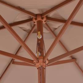 Umbrelă de soare de exterior cu stâlp din lemn, taupe, 270 cm, 2 image