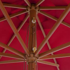 Umbrelă de soare de exterior cu stâlp din lemn, vișiniu, 350 cm, 2 image