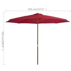 Umbrelă de soare de exterior cu stâlp din lemn, vișiniu, 350 cm, 4 image