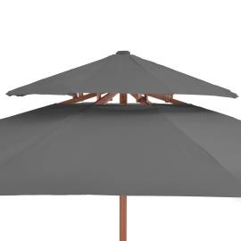 Umbrelă de soare dublă, stâlp din lemn, 270 cm, antracit, 6 image