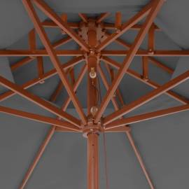 Umbrelă de soare dublă, stâlp din lemn, 270 cm, antracit, 2 image