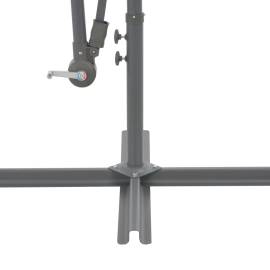Umbrelă suspendată cu led și stâlp de oțel, gri taupe, 300 cm, 6 image