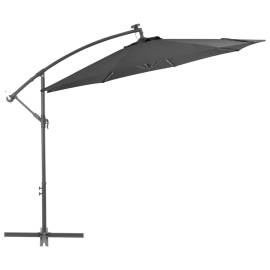 Umbrelă suspendată cu led și stâlp din oțel, antracit, 300 cm, 2 image