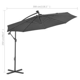 Umbrelă suspendată cu led și stâlp din oțel, antracit, 300 cm, 8 image