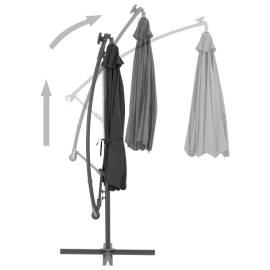 Umbrelă suspendată cu led și stâlp din oțel, antracit, 300 cm, 3 image