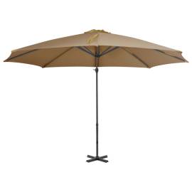Umbrelă suspendată cu stâlp din aluminiu, gri taupe, 300 cm, 3 image