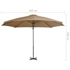 Umbrelă suspendată cu stâlp din aluminiu, gri taupe, 300 cm, 8 image