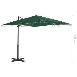 Umbrelă suspendată cu stâlp din aluminiu, verde, 250x250 cm, 8 image
