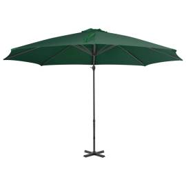 Umbrelă suspendată cu stâlp din aluminiu, verde, 300 cm, 3 image
