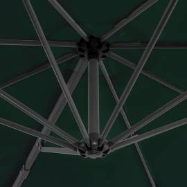 Umbrelă suspendată cu stâlp din aluminiu, verde, 300 cm, 2 image