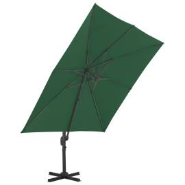 Umbrelă suspendată cu stâlp din aluminiu, verde, 400x300 cm, 4 image