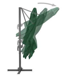 Umbrelă suspendată cu stâlp din aluminiu, verde, 400x300 cm, 6 image