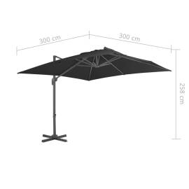 Umbrelă suspendată cu stâlp din aluminiu antracit 300x300 cm, 9 image