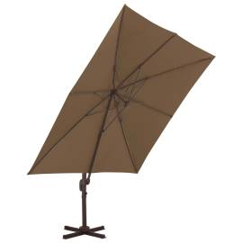Umbrelă suspendată cu stâlp din aluminiu gri taupe 300x300 cm, 4 image