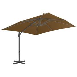 Umbrelă suspendată cu stâlp din aluminiu gri taupe 300x300 cm, 3 image