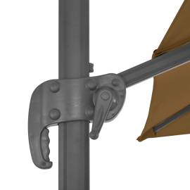 Umbrelă suspendată cu stâlp din aluminiu gri taupe 300x300 cm, 7 image