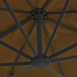 Umbrelă suspendată cu stâlp din aluminiu gri taupe 300x300 cm, 2 image