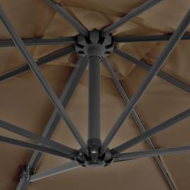 Umbrelă suspendată cu stâlp din aluminiu taupe 250x250 cm, 2 image