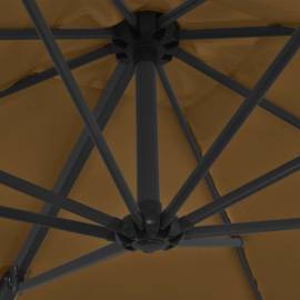 Umbrelă suspendată cu stâlp din oțel, gri taupe, 250 x 250 cm, 2 image