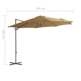 Umbrelă suspendată cu stâlp din oțel, gri taupe, 300 cm, 9 image