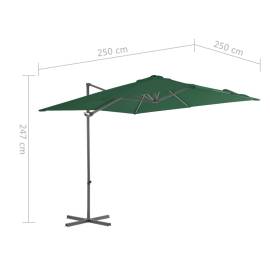Umbrelă suspendată cu stâlp din oțel, verde, 250 x 250 cm, 9 image