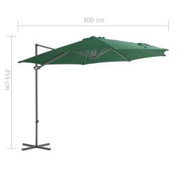 Umbrelă suspendată cu stâlp din oțel, verde, 300 cm, 9 image