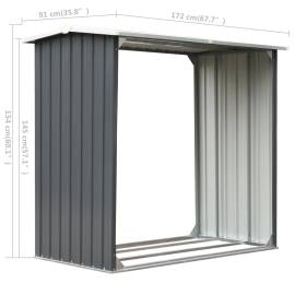 Șopron depozitare lemne, oțel galvanizat, 172x91x154 cm, gri, 6 image