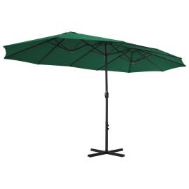 Umbrelă de soare de exterior, stâlp aluminiu, verde, 460x270 cm, 5 image