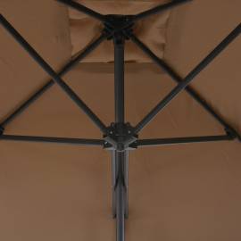 Umbrelă de soare de exterior, stâlp din oțel, gri taupe, 300 cm, 2 image