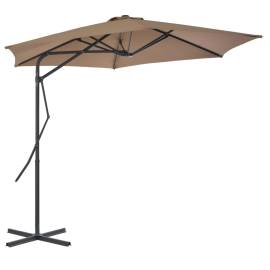 Umbrelă de soare de exterior, stâlp din oțel, gri taupe, 300 cm, 3 image