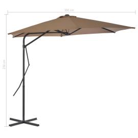 Umbrelă de soare de exterior, stâlp din oțel, gri taupe, 300 cm, 7 image
