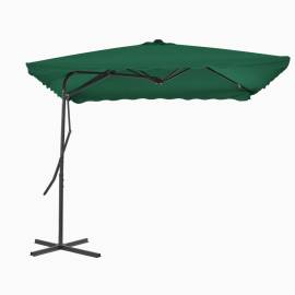 Umbrelă de soare de exterior, stâlp din oțel, verde, 250x250 cm