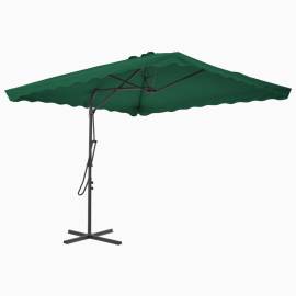 Umbrelă de soare de exterior, stâlp din oțel, verde, 250x250 cm, 3 image