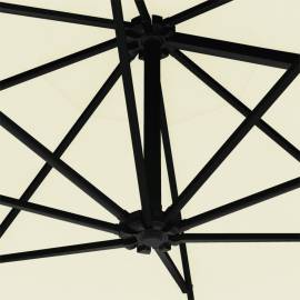 Umbrelă soare, montaj pe perete, stâlp metalic, 300 cm, nisipiu, 7 image
