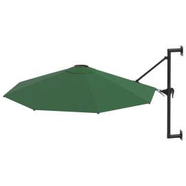 Umbrelă soare, montaj pe perete, tijă metalică, verde, 300 cm, 2 image