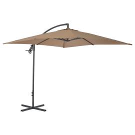 Umbrelă suspendată cu stâlp din oțel, gri taupe, 250 x 250 cm, 3 image